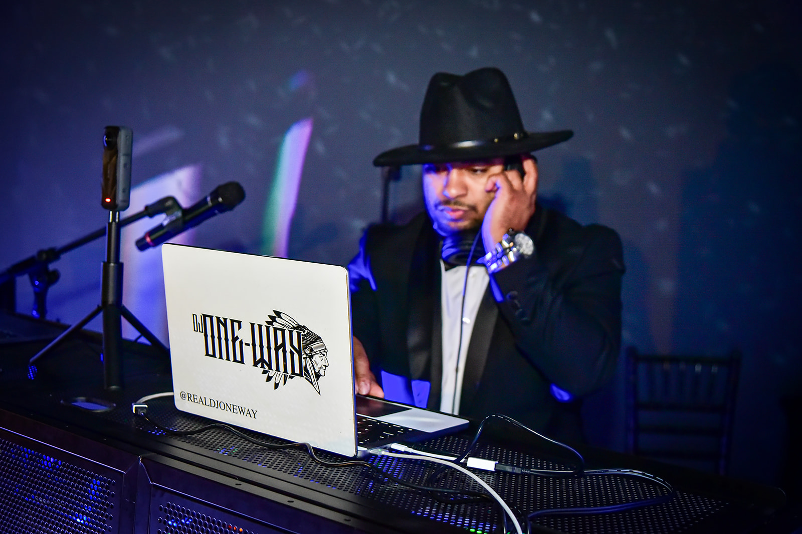 DJ One-Way performing at an upscale event